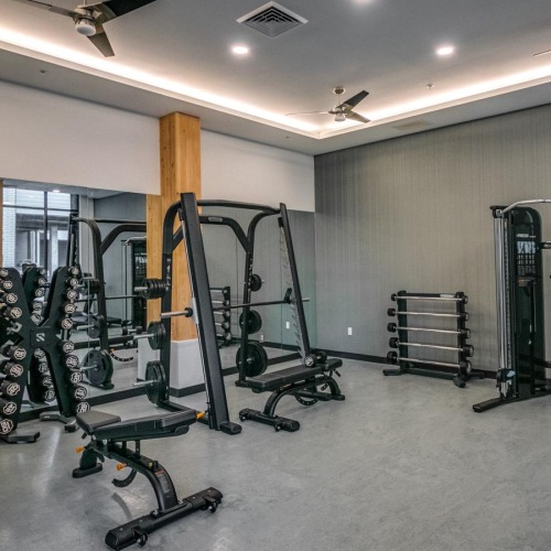 a gym with exercise equipment